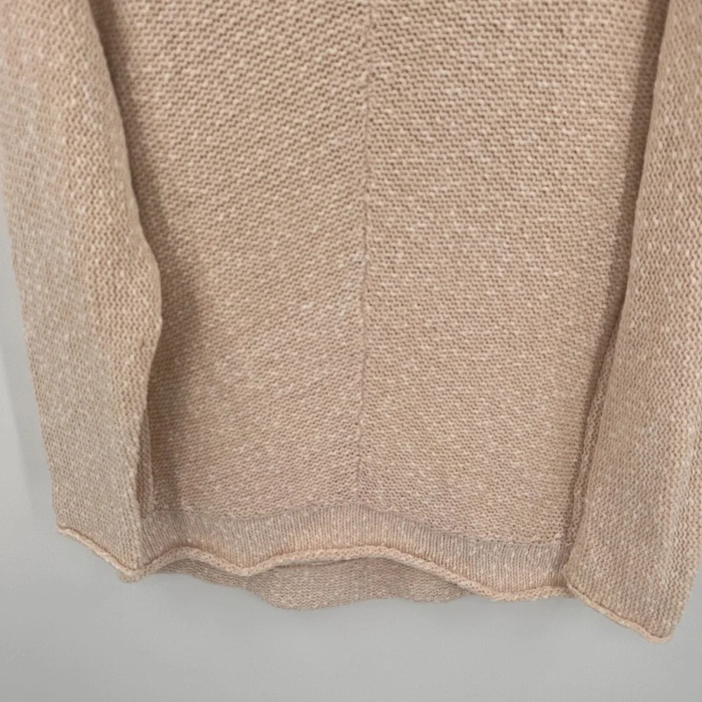 Free People Beige Marled Oversized V-Neck Chunky Knit Sweater Small Slouchy Boho